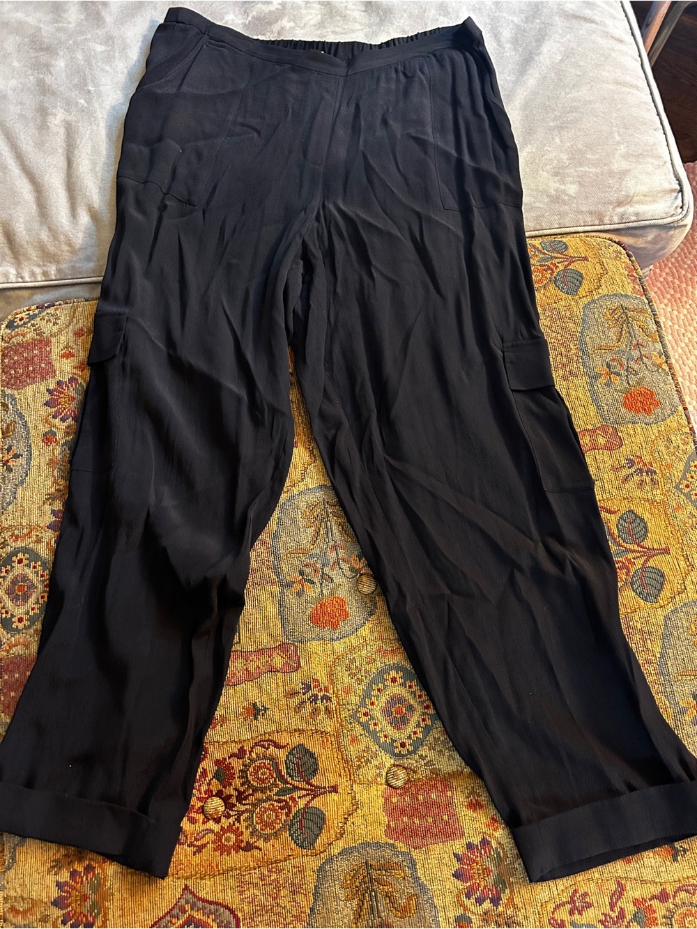 Black flowy cargo pants